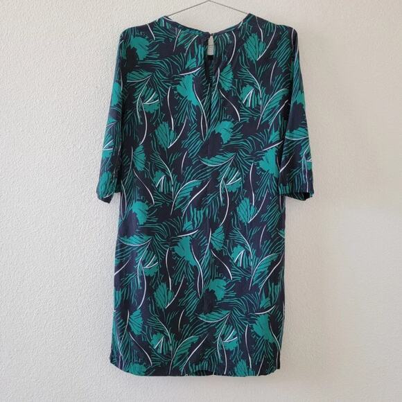Equipment Silk Aubrey Dress Palm Leaf Tropical Blue Green White Women Size S - Picture 6 of 10